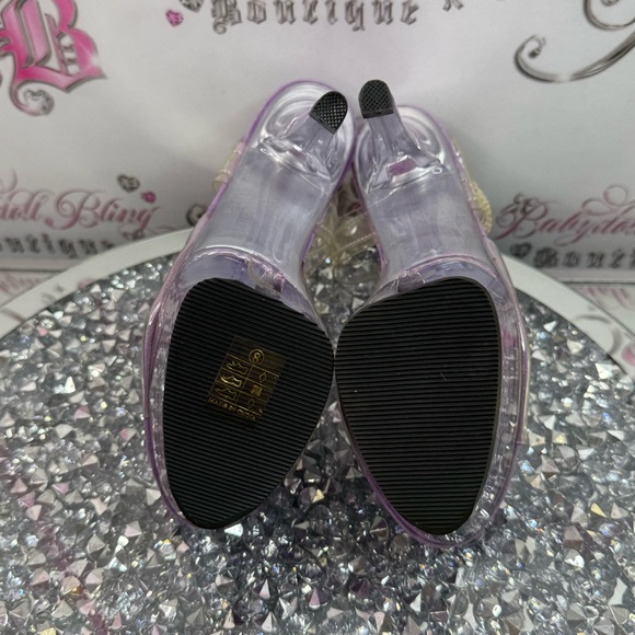 Pleaser heels Lavender Glitter Platform Heels Clear Straps kiss multi glitter - Picture 15 of 16